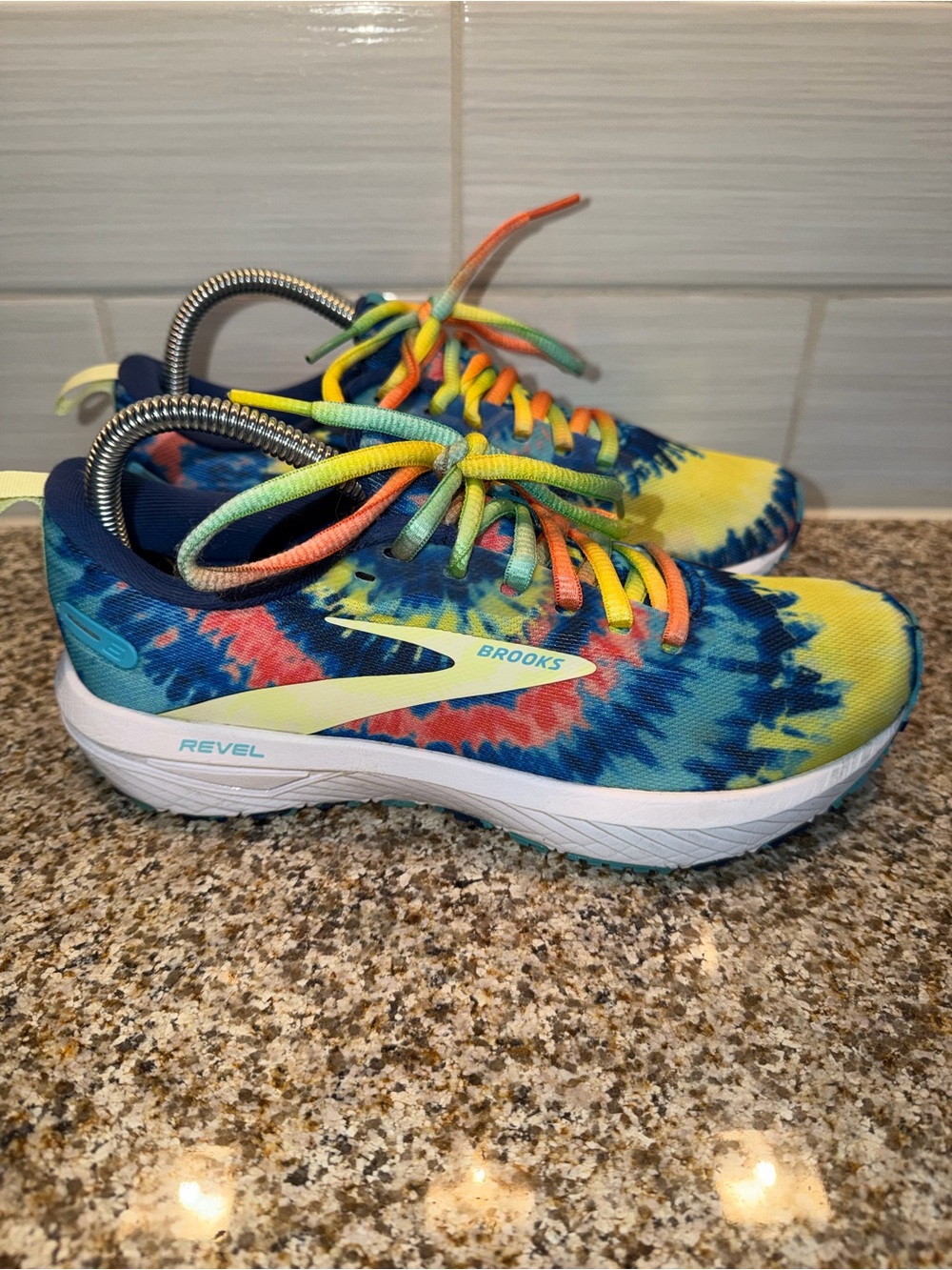 Brooks women’s ' Revel Running Shoes - Tie-Dye Yellow/Blue